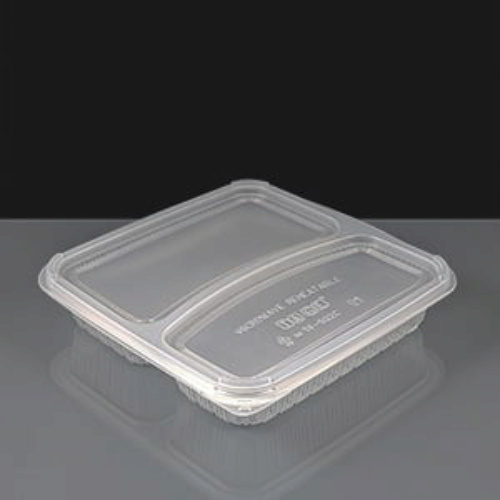 Clear 2 Compartment Square Plastic Container and Lid