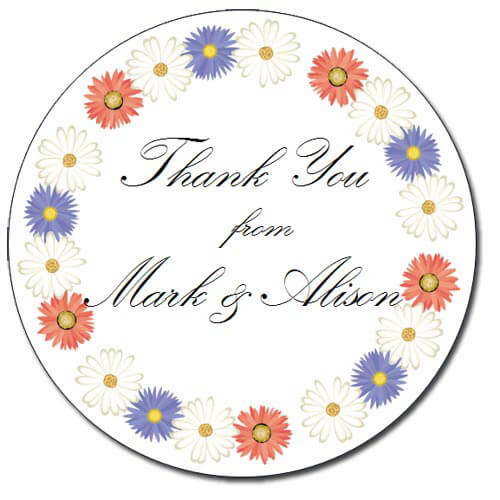 Custom Round Gloss Label - Flower Border (Roll of 25)