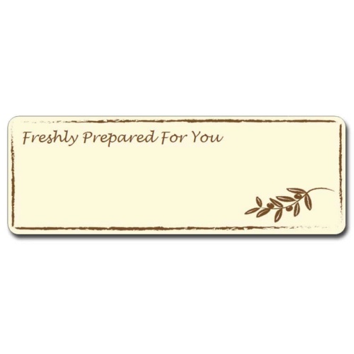 Rectangular Gloss Label - Freshly Prepared For You - Cream (Roll 25)