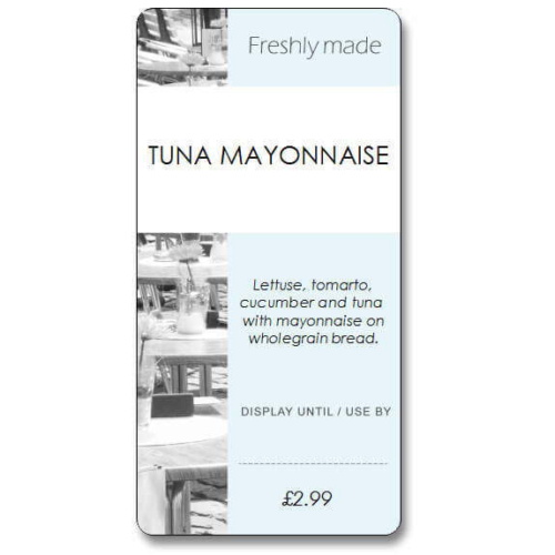 Custom Sandwich Wedge Label - Freshly Made Cafe Blue (Roll of 25)