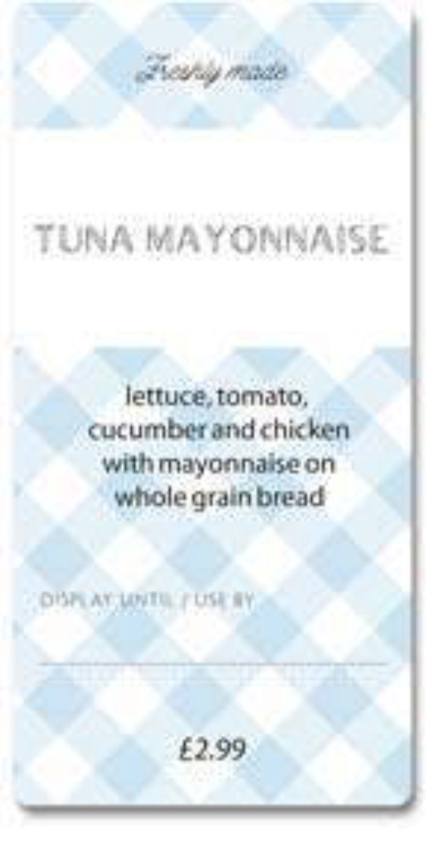 Custom Sandwich Wedge Label - Blue Gingham (Roll of 25)