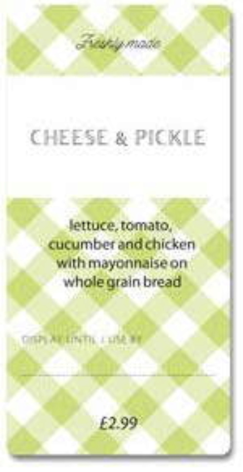 Custom Sandwich Wedge Label - Green Gingham (Roll of 25)
