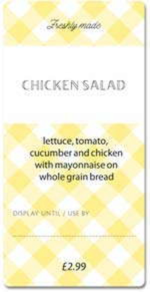Custom Sandwich Wedge Label - Yellow Gingham (Roll of 25)