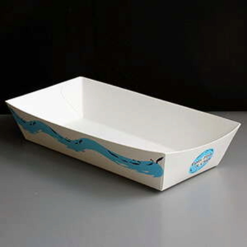 Large White Cardboard Tasty Design Rectangular Chip Tray | SPECIAL OFFER