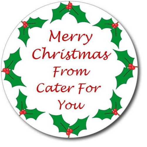 Custom Round Gloss Label - Holly Border Design (Roll of 25)