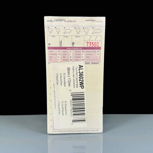 Allergen WaitRpad Food Order Pad - 2 Part White - 50 Sheet Per Pad