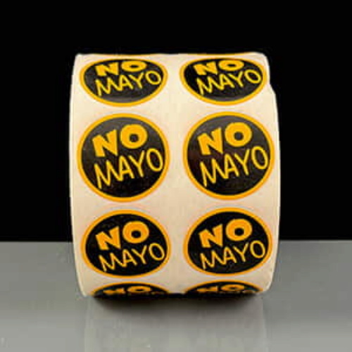 Black and Orange No Mayo Labels Pack of 2000