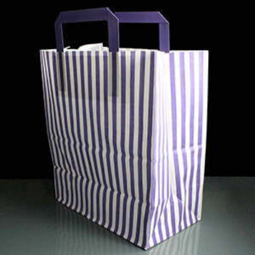 Purple Candy Striped Handled SOS Bags 250 x 140 x 300mm