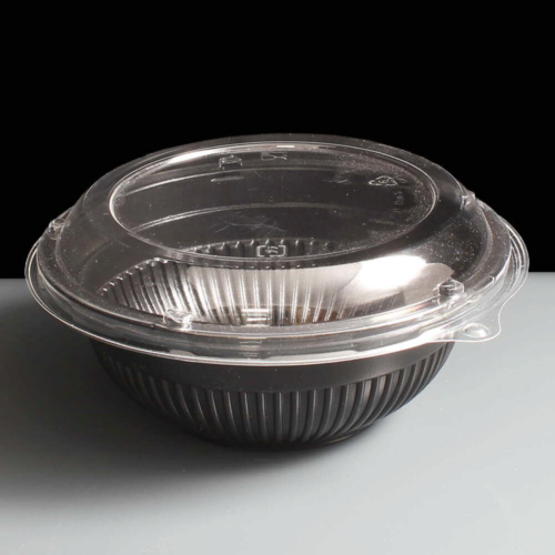 QA31 Small Black Donburi Bowls and Clear Lids