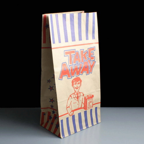 Medium Printed Brown Paper Bags for Takeaway