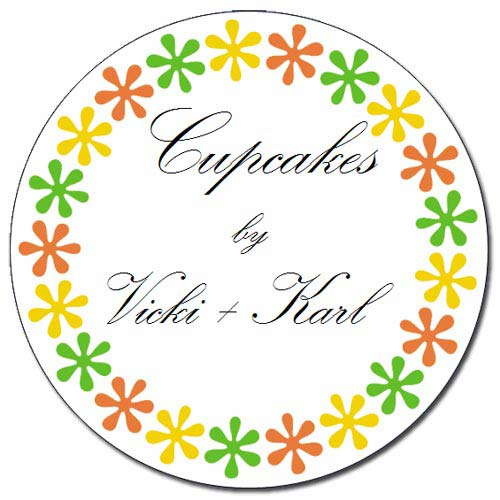 Custom Round Gloss Label - Simple Flower Border Design (Roll of 25)