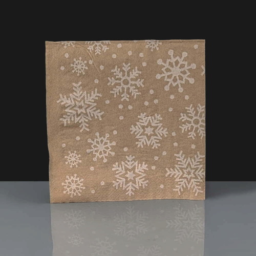 2 ply Kraft Snowflake Napkins / Serviettes