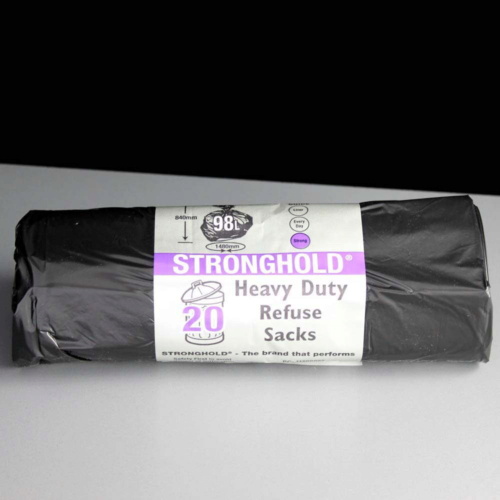 98L Stronghold Heavy Duty Black Bin Bags