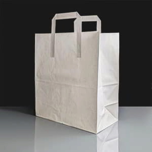 Large White Paper Bags With Handles - Box of 250