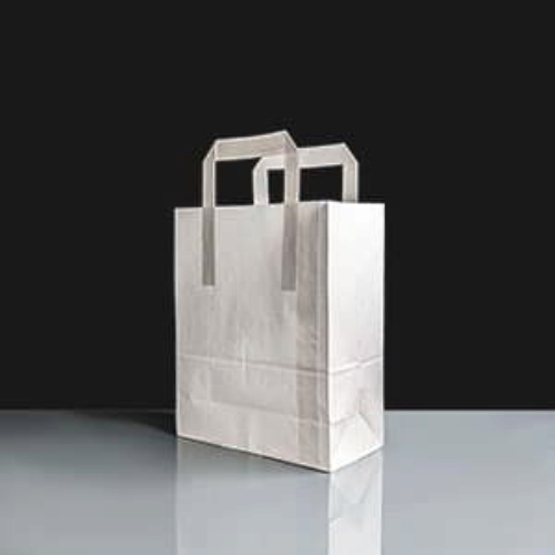 Small White Paper Bags With Handles - Box of 250