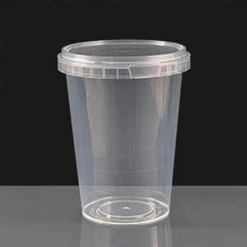 670ml Clear Round 105mm Diameter Tamperproof Container and Lid