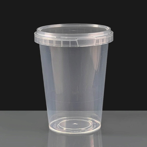 670ml Clear Round 105mm Diameter Tamperproof Container and Lid