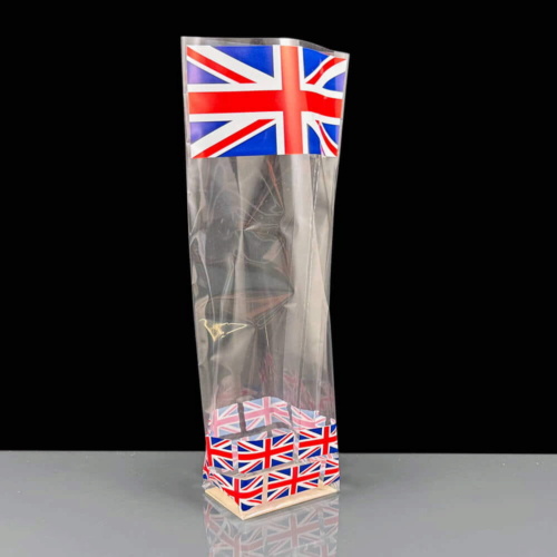 100mm x 220mm Union Jack Block Bottom Bags - Card Base (100)