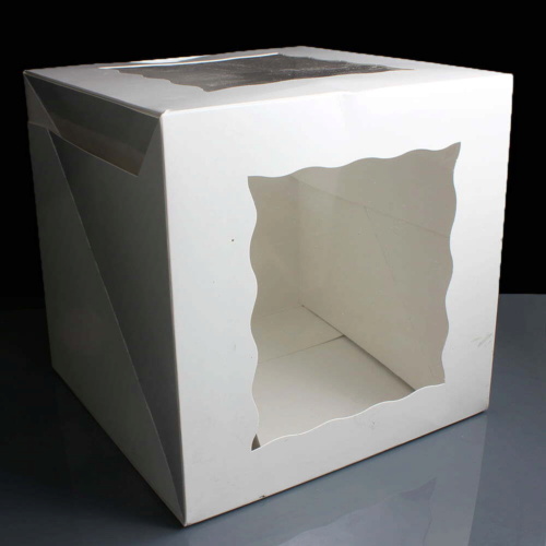 White Windowed Gateaux Cake Box 257mm / 10 inches Cubed