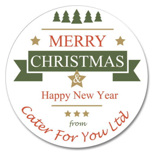 Custom Round Gloss Label - Xmas 1 Design (Roll of 25)