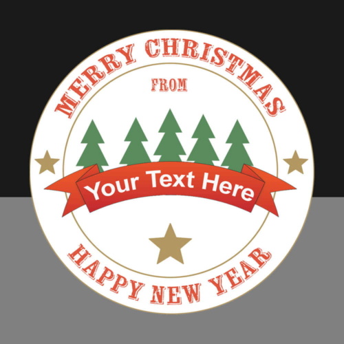 Custom Round Gloss Label - Xmas 3 Design (Roll of 25)