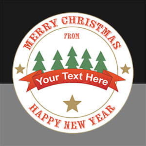 Custom Round Gloss Label - Xmas 3 Design (Roll of 25)