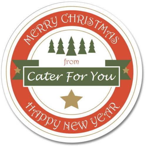 Custom Round Gloss Label - Xmas 4 Design (Roll of 25)