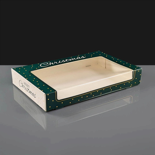 Premium Green Christmas Flat Mince Pie Box 10x6.5x1.5