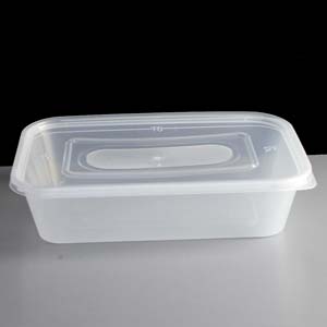 500cc Clear Rectangular Plastic Container and Lid