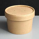 8oz BROWN Biodegradable Paper Soup Container & Lid