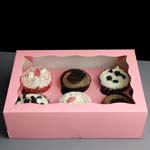 PINK Windowed Cupcake Boxes with 6 Cavity Insert