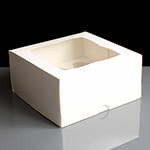 White 6 Cavity Mini Cupcake Boxes Film Window - Box of 100
