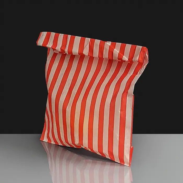 Red and White Striped Counter Paper Bags 250 x 350mm