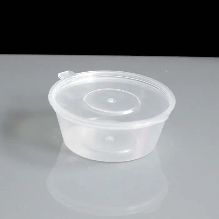 4 oz Clear PP Plastic Attached Lid Containers (Clear Attached Cap) - Clear
