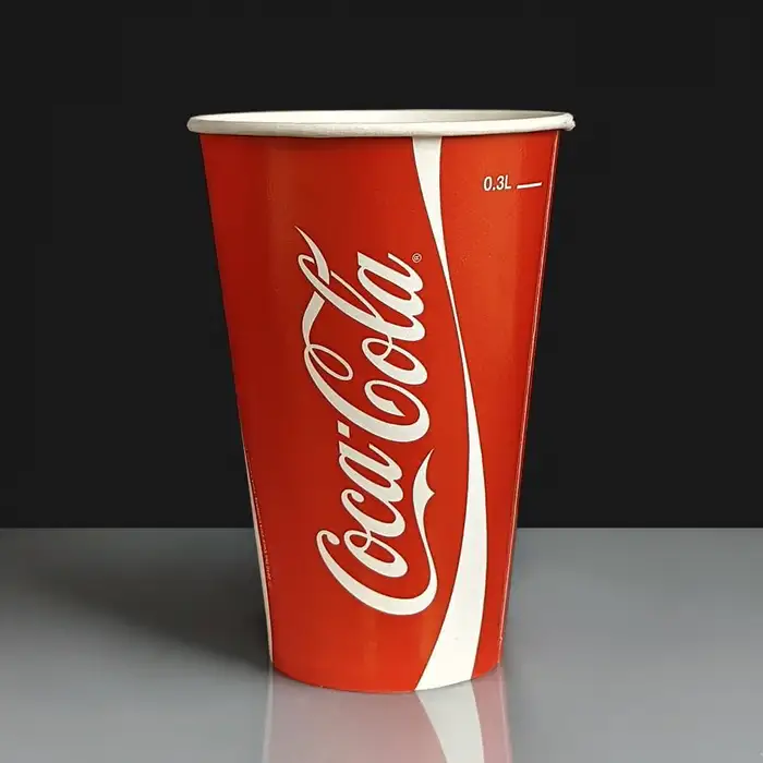 12oz Printed Waxed Paper Coca Cola Drink Cups - Case of 2000