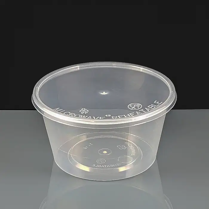 CLEAR PLASTIC ROUND CONTAINERS TUBS POTS WITH LIDS MICROWAVE FOOD SAFE  TAKEAWAY