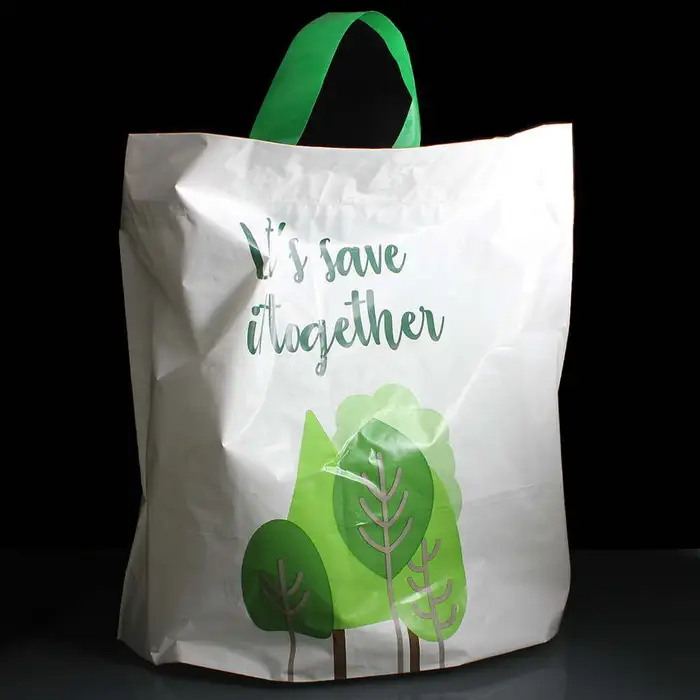 Reusable Plastic Carrier Bag - Lets Save it Together Print