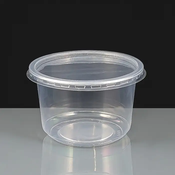 Plastic round containers 115mm 350ml 12oz clear