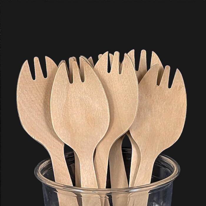 Wooden Spork Disposable Dessert Sporks for Event Catering