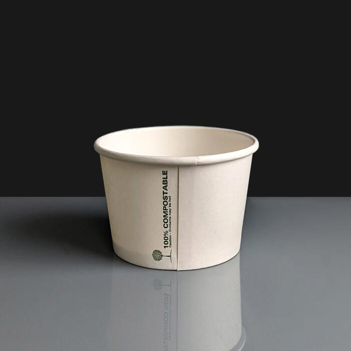 8oz Ingeo Compostable Eco Paper Soup Containers