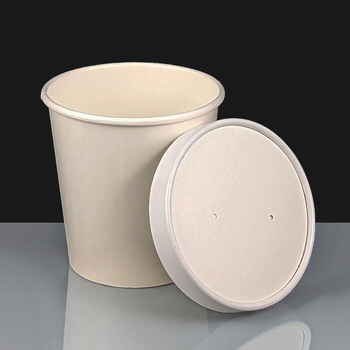 White 16oz Heavy Duty Paper Soup Containers Optional Lids