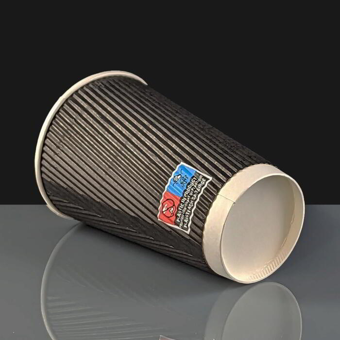 Black 16oz Ripple Paper Coffee Hot Drink Cups
