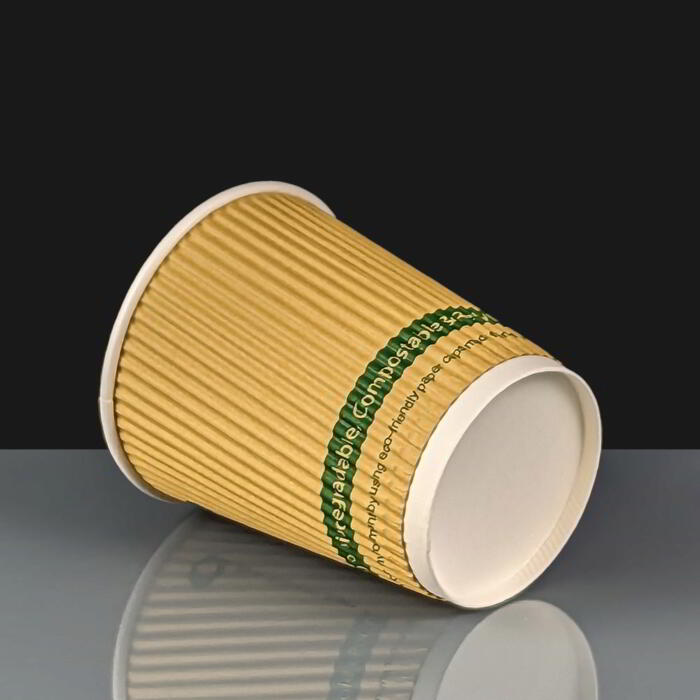 8oz Kraft Aqueous Compostable Hot Drink Paper Cups