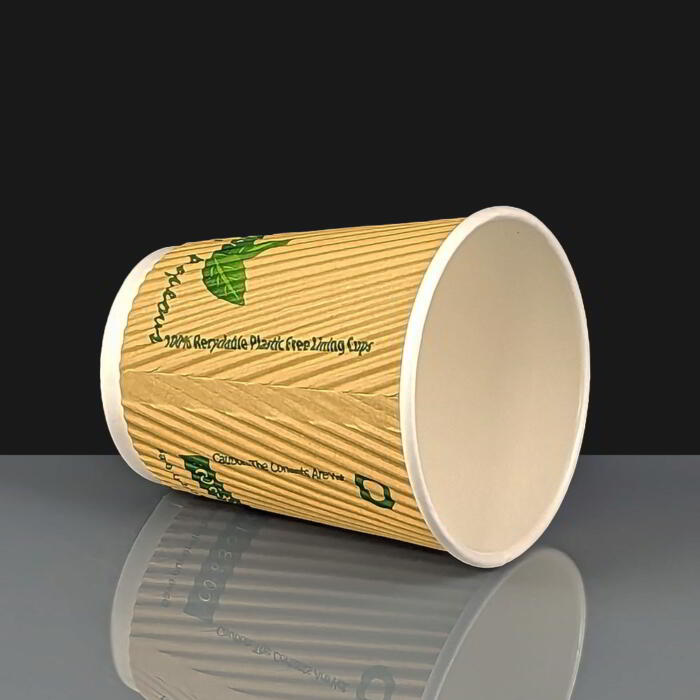 8oz Kraft Aqueous Compostable Hot Drink Paper Cups