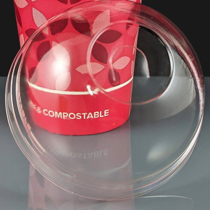 Domed PLA Straw Slot Lid for cold cups