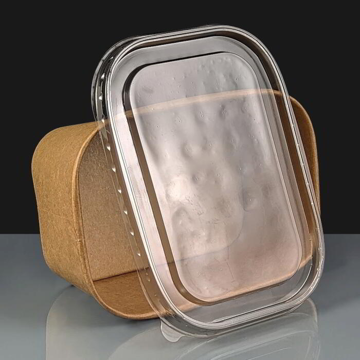 Clear PET lid for Kraft Rectangular Salad Bowls