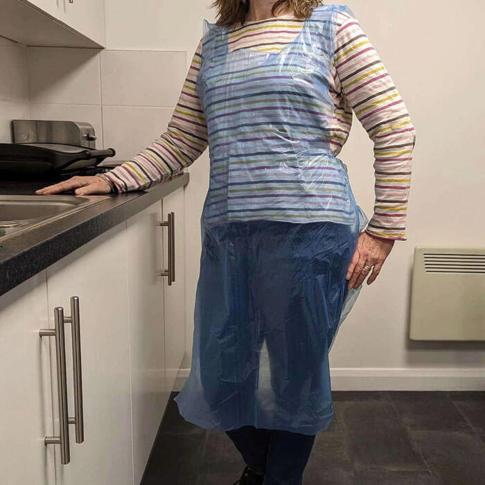 Blue Disposable Plastic Catering Aprons