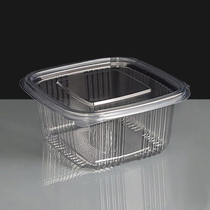 500cc Square Clear Plastic Hinged Salad Containers