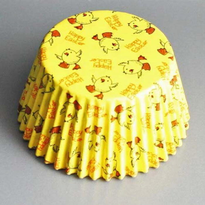 Yellow Happy Easter Cupcake or Muffin Cases