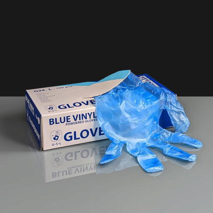 Blue Powdered Vinyl Gloves Large